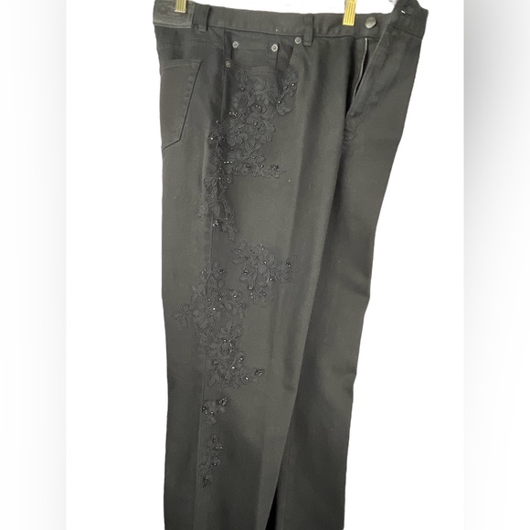 Lauren Jeans Co Embroidered High-Waisted Flared Bootcut Jeans, Black |12 - Picture 3 of 14